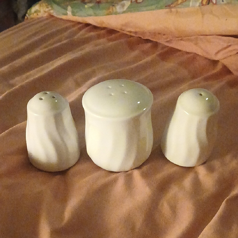 Elegant Vintage Cream Ceramic Salt and Pepper Shaker Set